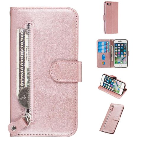 Gangxun - Funda Con Cremallera Para Iphone Se 2020/8/7, Carcasa Cartera De Cuero Pu Con Soporte Y Tarjetero