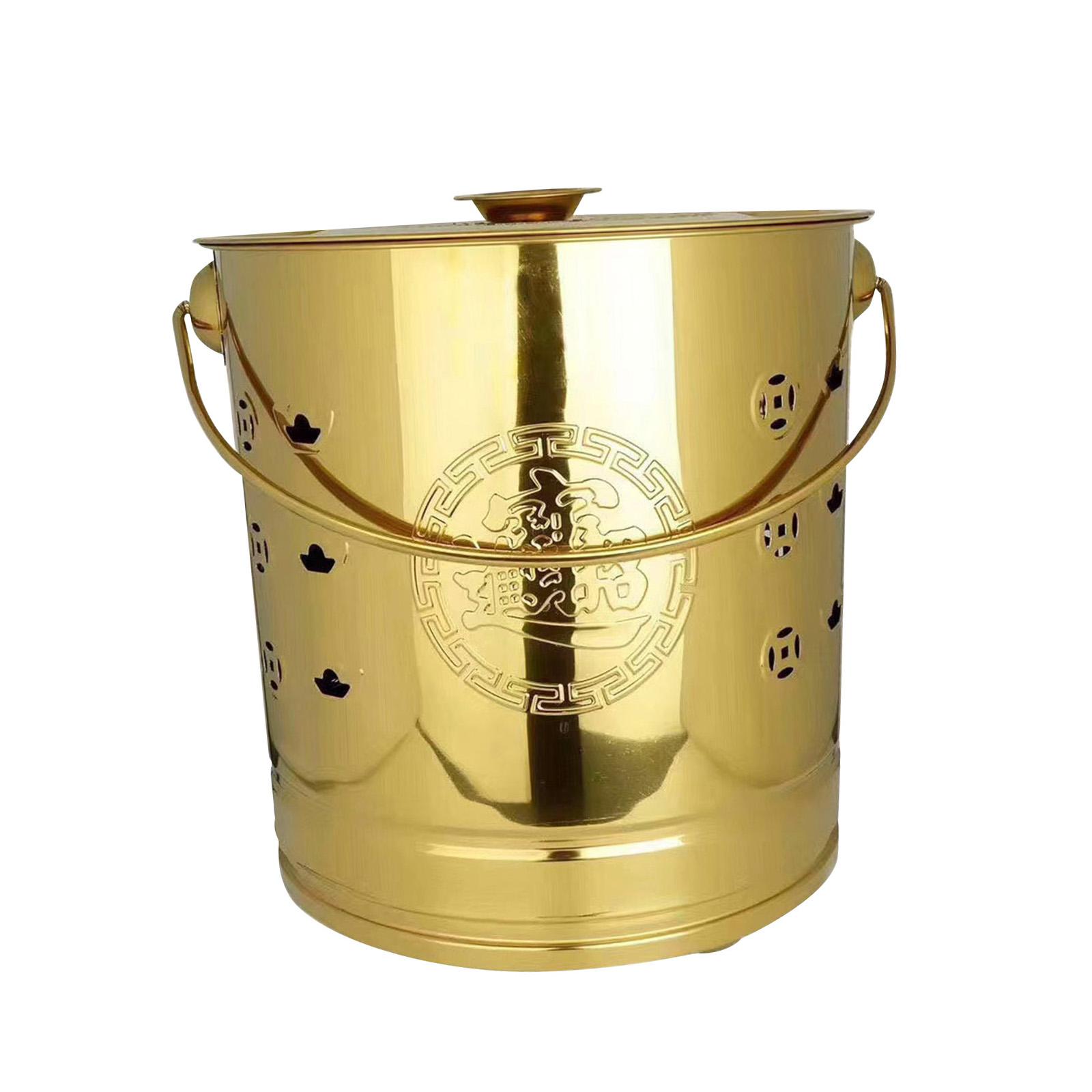 Magideal - Cubo Para Quemar, Cuenco Para Fuego Tradicional Para Desechos De Jardín, Cubo Para Chimenea Con Oro