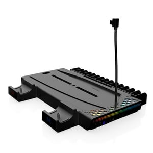 Estación De Enfriamiento Aaronmei Para Ps5 Slim Con Carga Dual Y Base Vertical Rgb Negra