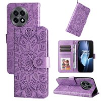 Funda Tipo Cartera Foxdock Para Oneplus 13R 5G , Diseño Girasol En Relieve, Cuero Pu, Cierre Magnético, Soporte Y Tarjetero