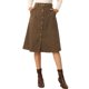 thumbnail image 1 of INSPIRE CHIC Falda Midi de Pana de Cintura Alta para Mujer, Línea A, con Botones al Frente, Plisada, con Cinturón y Bolsillos, Color Café, Talla 2XL, 1 of 6