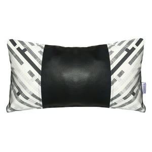 Elizabeth Peper - Funda Cojin Decorativo Ecocuero Gris Y Negro 50X30