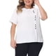 thumbnail image 1 of Agnes Orinda Camiseta de Mujer Talla Grande Manga Corta Cuello Redondo Blusas de Algodón Lino Talla 3X Blanco, 1 of 6