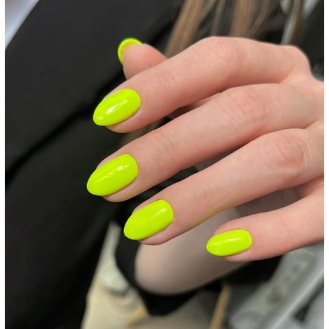Press On Nails Xcreando Neon Green Short Almond Para Mujer