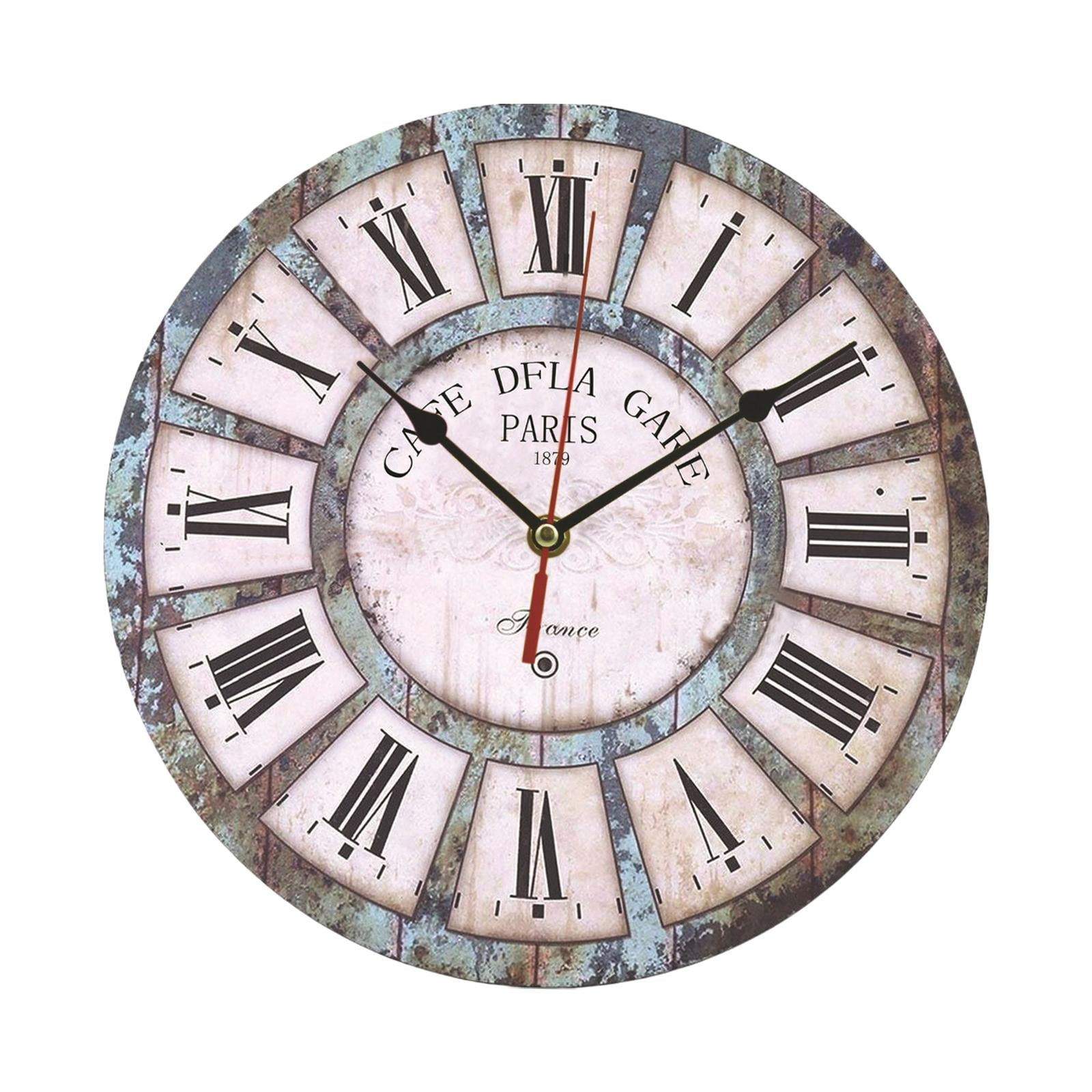 Bothyi - Reloj De Pared De Madera Rústica Sala De Estar Cocina Dormitorio Decoración Números Romanos