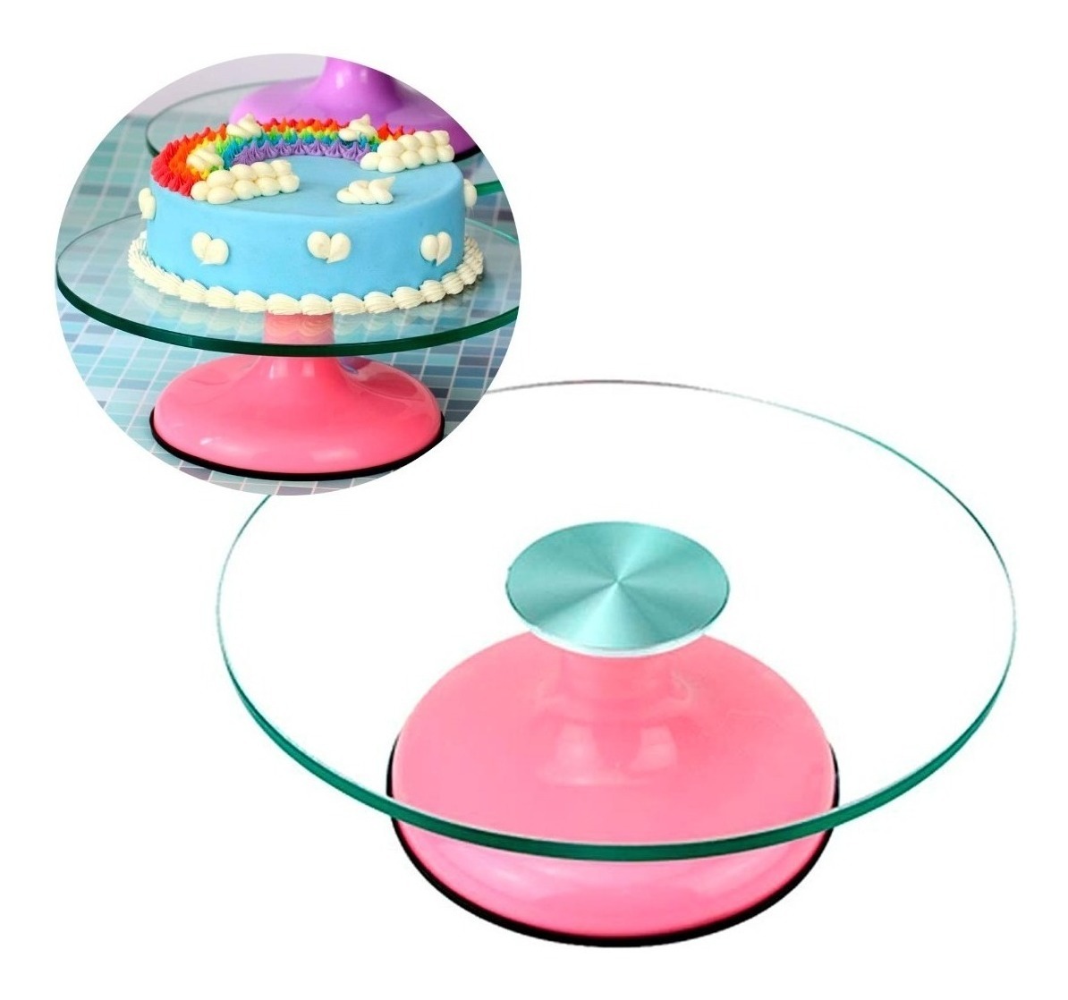 Genérico - Base Giratoria Tortas Plato Giratorio Base Vidrio 30Cm