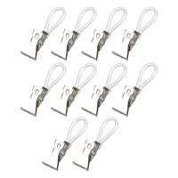 Magideal - 10 Pinzas Para Colgar Toallas De Té, Perchas Para Cocina, Baño, Armario, Pinzas Para Toallas De Cocina De Metal Con Lazo Para Colgar Para Ropa Pequeña Blanco