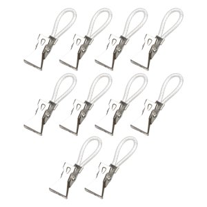 Magideal - 10 Pinzas Para Colgar Toallas De Té, Perchas Para Cocina, Baño, Armario, Pinzas Para Toallas De Cocina De Metal Con Lazo Para Colgar Para Ropa Pequeña Blanco