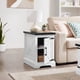 thumbnail image 3 of Farmhouse end table Nightstand Rectangular Farmhouse End Table with Barn Door and Adjustable Storage Shelf, Rustic Sofa Side Table for Living Room, Bedroom, White, 3 of 3