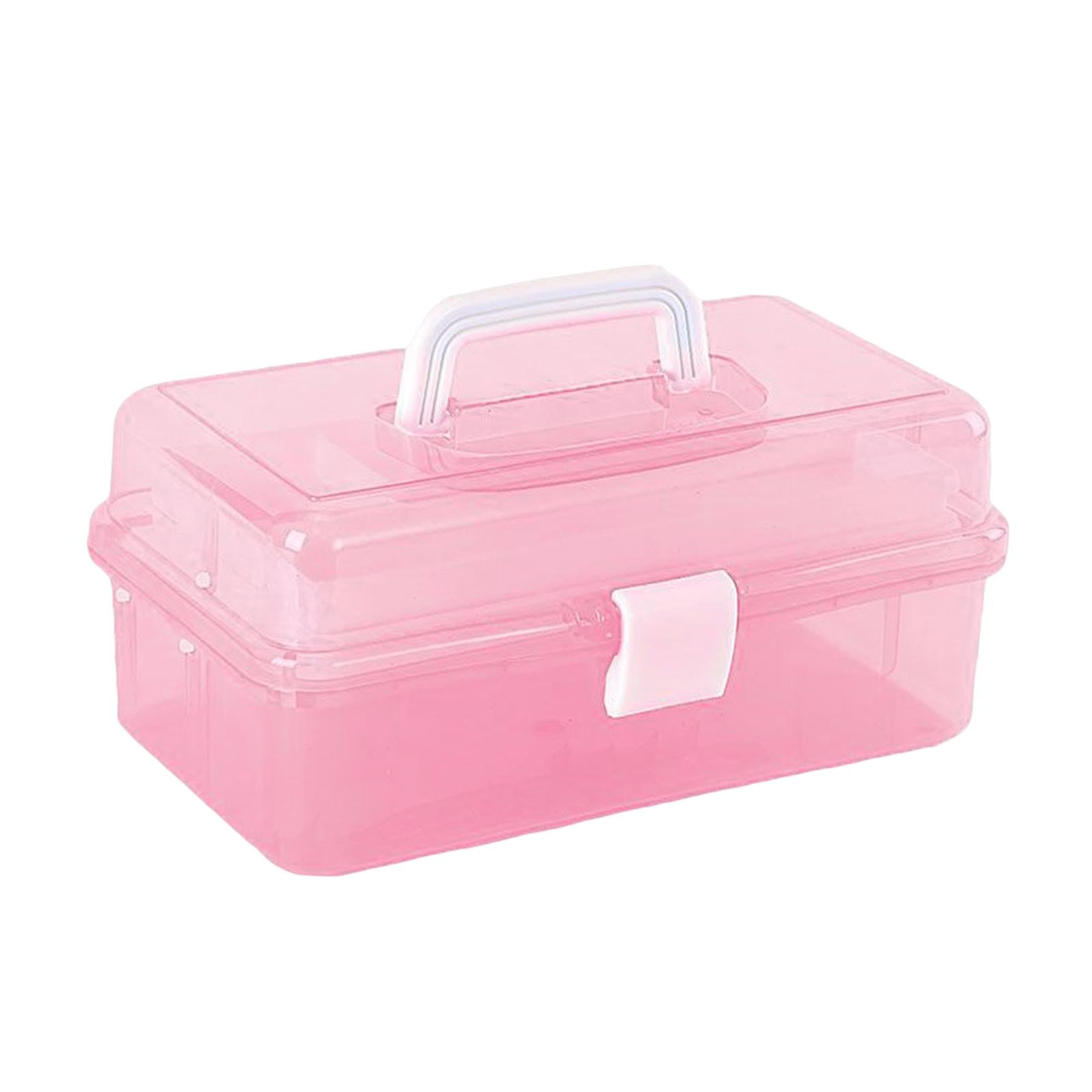 Magideal - Caja De Almacenamiento De Plástico De 12'' Con Bandeja, Organizador Multipropósito Y Estuche De Almacenamiento Para Manualidades Y Cosméticos , Rosado