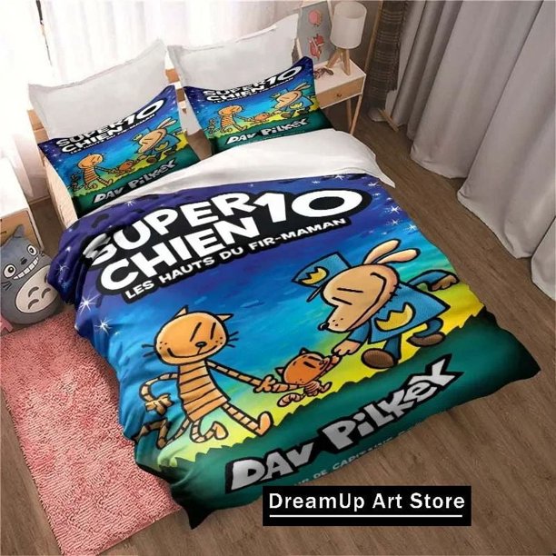x1466 Bed Sheets Fashion DOG MAN Cartoon Pattern Bedding Set Boys Girls Twin Full Size Duvet Cover Pillowcase Bed Adult Bedroom 3-Piece Bedding Set (1 Duvet Cover + 2 Pillow Shams) nj1466