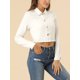 thumbnail image 5 of INSPIRE CHIC Chaqueta de Mezclilla Recortada Lavada de Primavera Verano con Botones Desgastados para Mujer de Regreso a Clases Blanca Talla L, 5 of 8