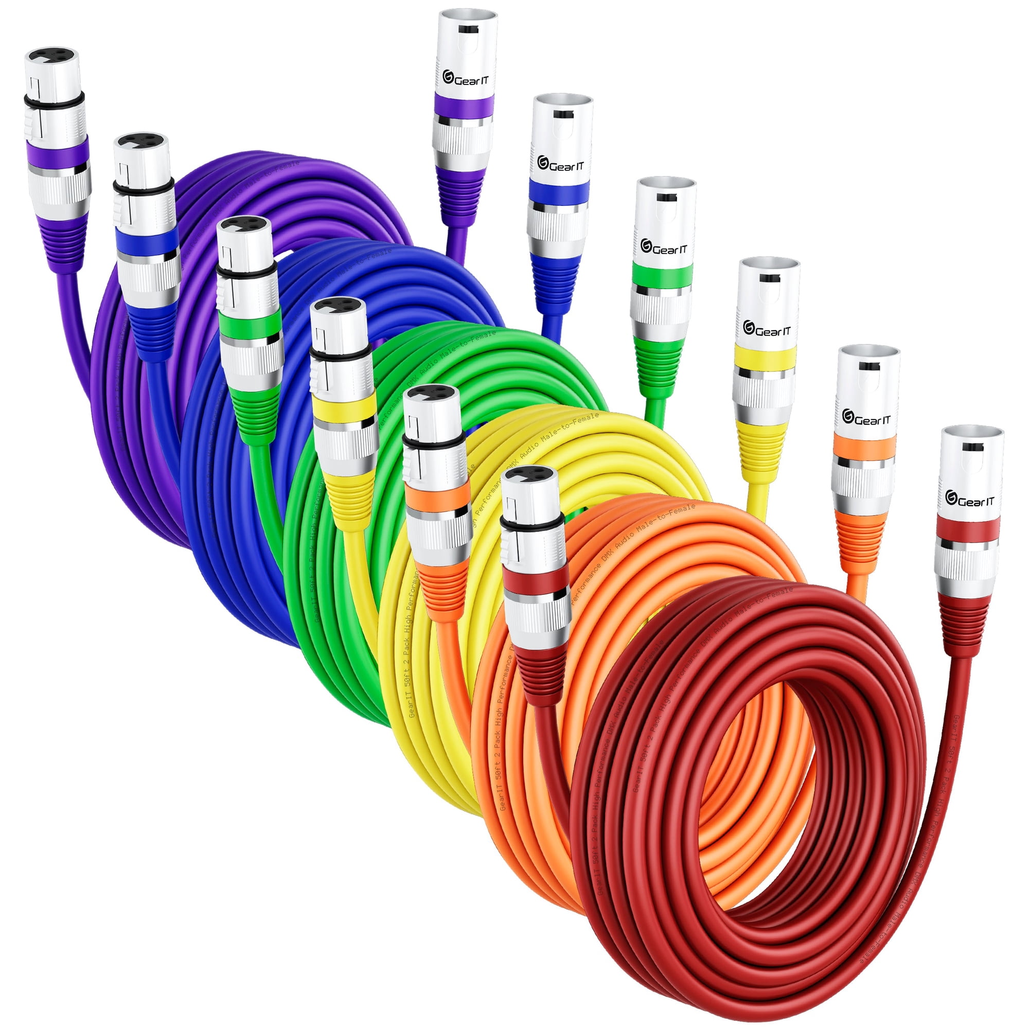 Cable De Extensión Dmx Gearit, Paquete De 6 Unidades, 7,6 M, Para Iluminación De Escenario