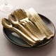 thumbnail image 3 of Juego de cubiertos Nervure Gold Plastic 300 piezas (100 tenedores, 100 cuchillos, 100 cucharas), 3 of 9
