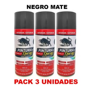 Toro Negro - Pintura En Spray Pack 3 Unidades Color Negro Mate
