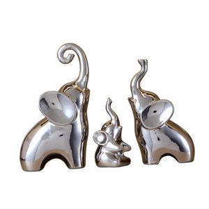 Magideal - 3 Estatuas De Elefantes Para Decoración De Escritorio, Esculturas De Animales Modernas Coleccionables, Figuras Familiares De Elefantes Para La Plateado