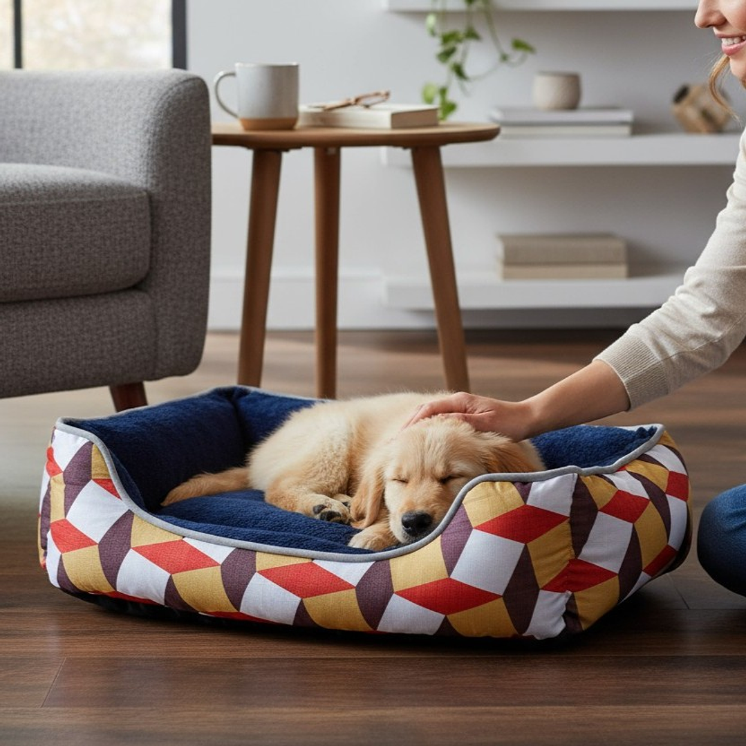 Bloccare - Cama Para Mascotas Espuma - Talla M (Tricolor Cafe)