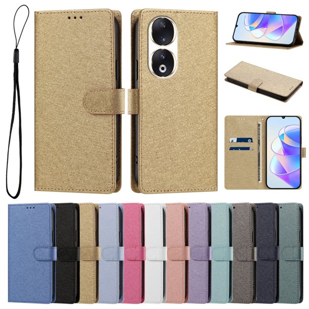 Funda Cartera de PU para Honor 90 con Tarjetas, Dorado