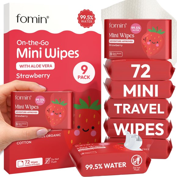 Toallitas FOMIN Mini Fresa 72 unidades Pack de viaje