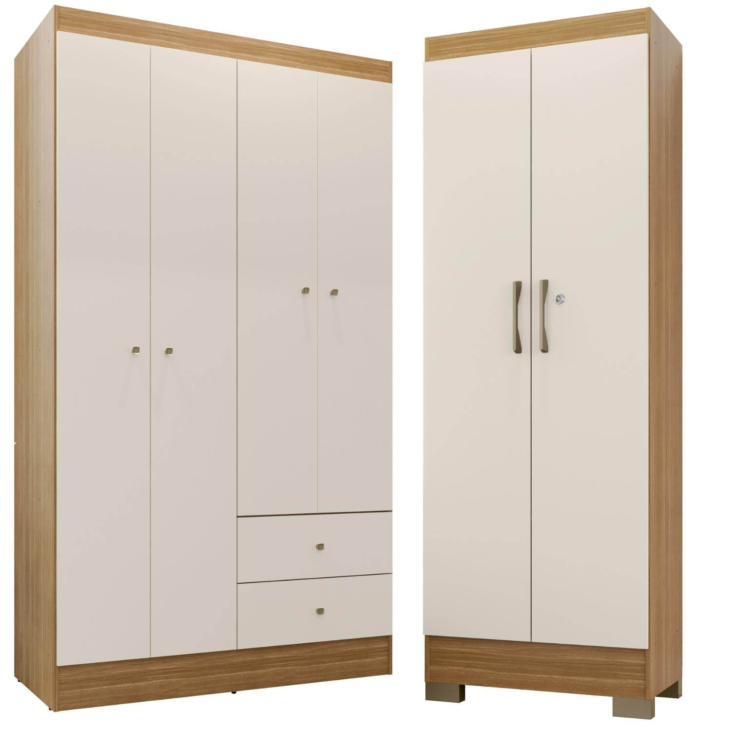 Movelaria - Combo Closet Versa 4 Puertas + Multiuso Luna Off White K4215 Blanco
