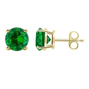 Aros Paris Jewelry 14K Yellow Gold Created Emerald 4Mm