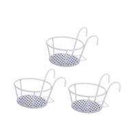 Ioensy - 3 Maceteros Colgantes Para El Hogar, Balcón, Valla, Exterior, Con Gancho, Color Blanco