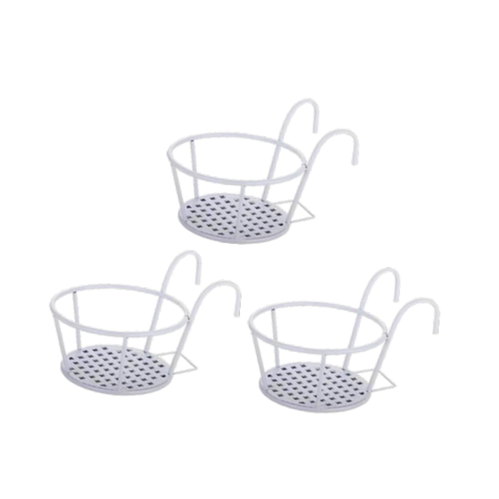 Ioensy - 3 Maceteros Colgantes Para El Hogar, Balcón, Valla, Exterior, Con Gancho, Color Blanco