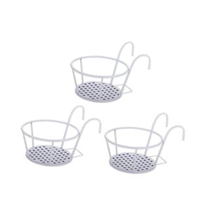 Ioensy - 3 Maceteros Colgantes Para El Hogar, Balcón, Valla, Exterior, Con Gancho, Color Blanco