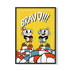 Creango - Cuadro Poster Enmarcado Cuphead Diseño 4 Decorativo