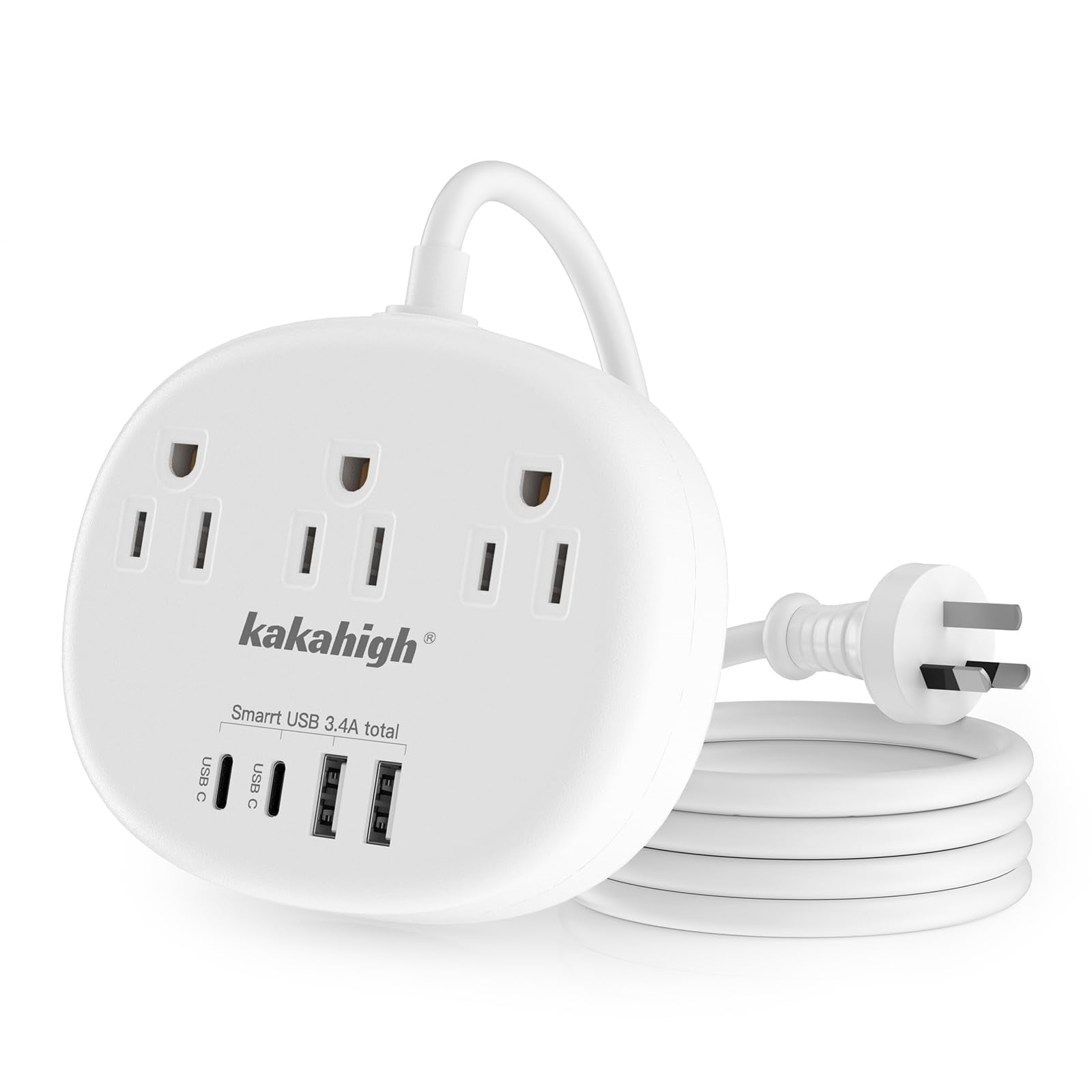 Kakahigh - Adaptador De Enchufe De Australia A Ee. Uu. Con 3 Salidas Y 4 Puertos Usb