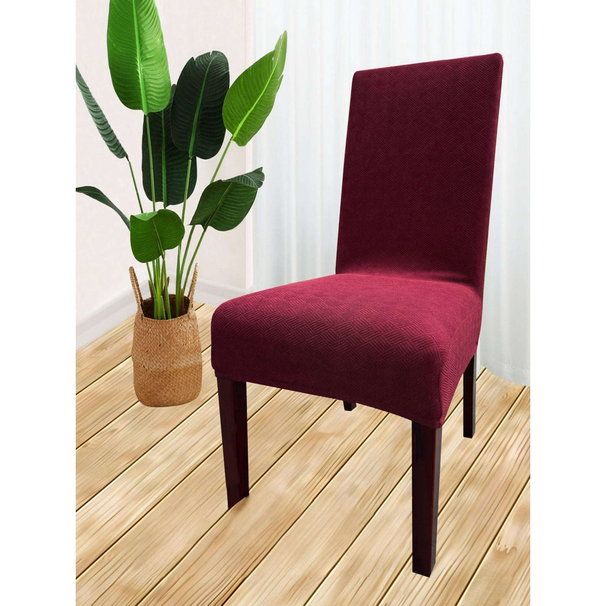 Genérico - Pack De 6 Fundas Cubre Sillas De Comedor Burdeo