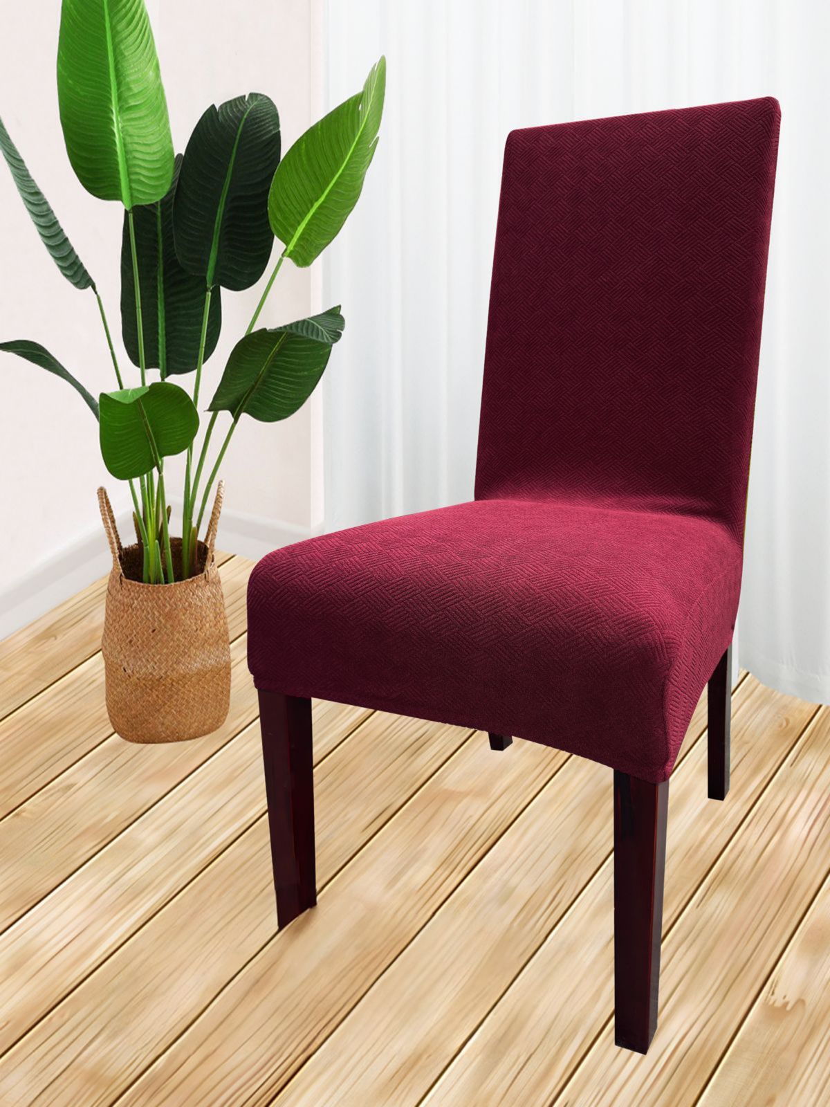 Genérico - Pack De 6 Fundas Cubre Sillas De Comedor Burdeo