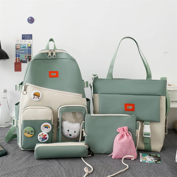 5 Set Backpack For Teenger Girl Cute BookBags Water Proof School Bags For Woman 2022 High Capacity Backpack Student Bag Female