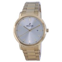 Westar - Reloj Casual 50243Gpn102 De Cuarzo Con Esfera Plateada De 9 Mm Y Tono Oro Acero Inoxidable Para Hombre, Negro