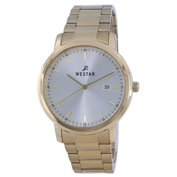 Reloj Casual 50243gpn102 De Cuarzo Con Esfera Plateada De 9 Mm Y Tono Oro Acero Inoxidable Para Hombre, Negro 