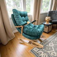 Muebles New - Silla Mecedora Coquette Con Apoya Brazo Verde Esmeralda Felpa