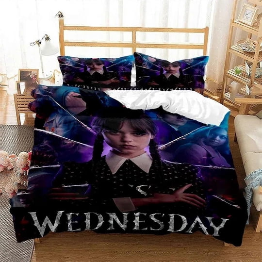 Yingd - Juego De Ropa De Cama De Wednesday Addams Para Niños Y Niñas Tamaño Individual O Queen Funda Nórdica Y Funda De Almohada Para Cama Infantil O Adulta Lc