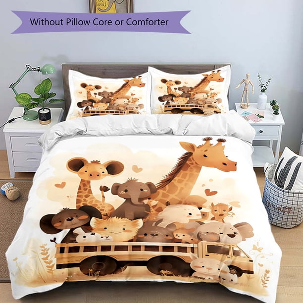 Adorable Animal-Themed Bedding Collection - Includes 1 Cozy Quilt Cover And 2 Pillowcases Machine Washable - Ideal for Year-Round Use a Wonderful Gift for Loved