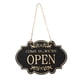 thumbnail image 1 of Letrero De Puerta Cerrada Abierta, Letrero De Negocios, Madera Colgante Para Tienda, Pub, Restaurante, Letras Doradas Negras, 1 of 5