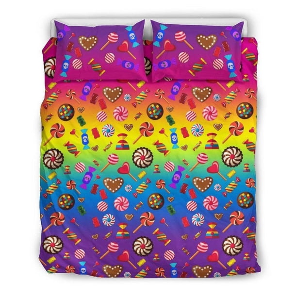 I Like Candy And Skulls Quilt Duvet Cover Set Children Queen Home Textiles3-Piece Bedding Set