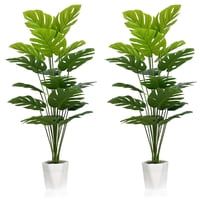 Sajandas Artificiales De Monstera Deliciosa Plants Con Macetas, Juego De 2
