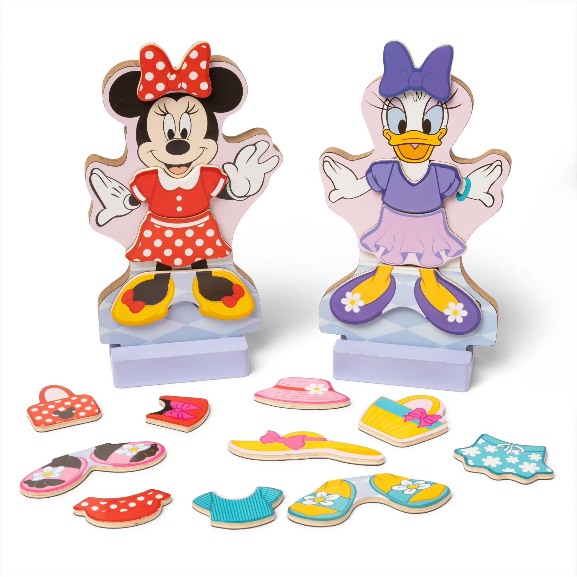 Melissa & Doug - Set De Disfraces Magnéticos De Madera De Minnie & Daisy De Disney, 52 Piezas