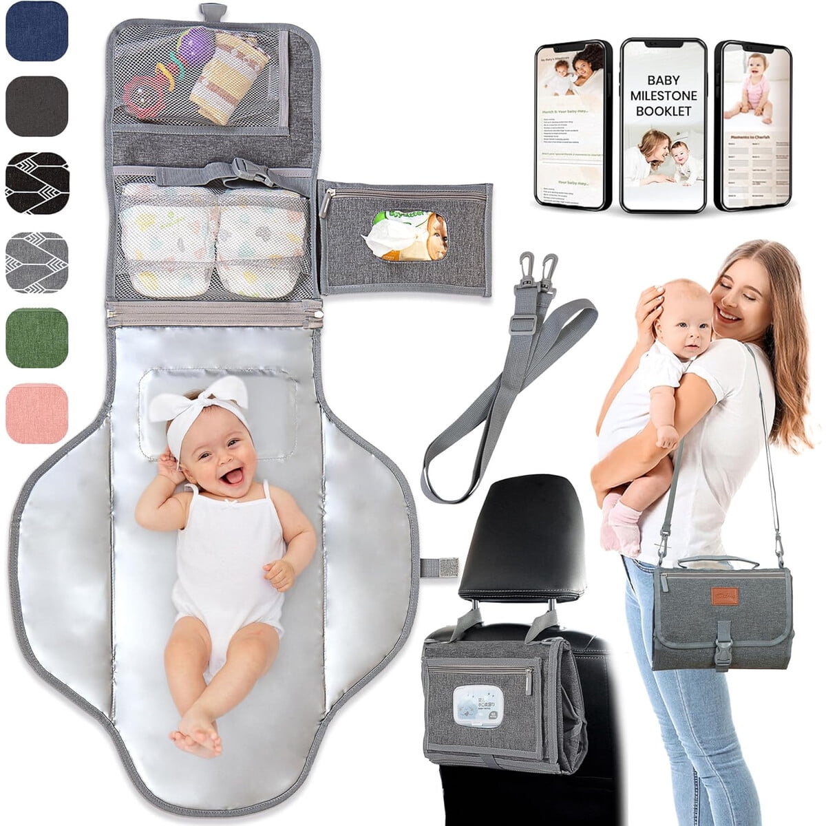Vyseglobal - Cambiador Portátil Bebé Impermeable Grande Plegable