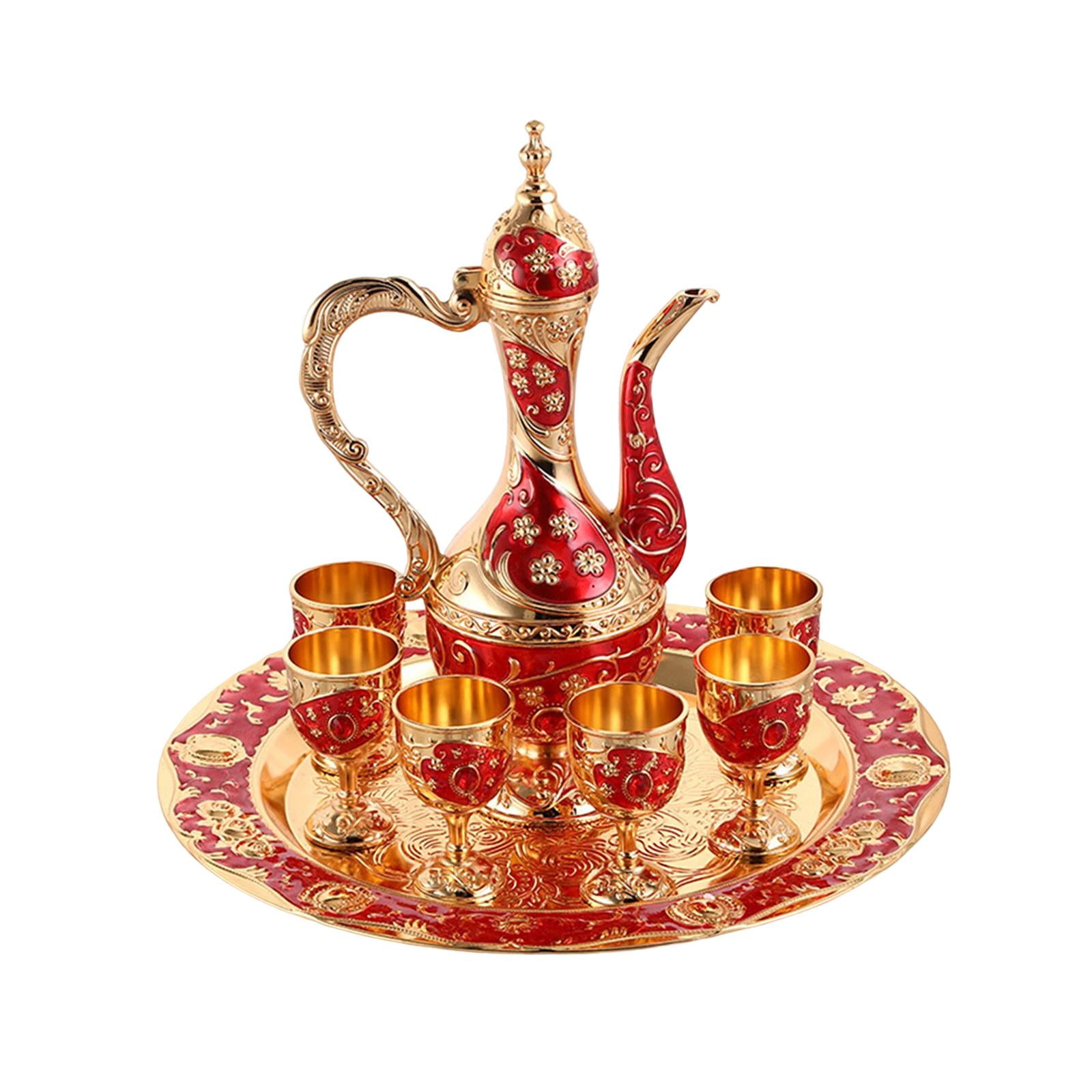 Bothyi - Juego De Tetera De Lujo, Juego De 6 Tazas De Café Para Decoración De Dormitorio De Boda, Color Rojo