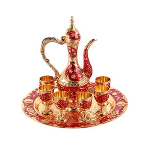 Bothyi - Juego De Tetera De Lujo, Juego De 6 Tazas De Café Para Decoración De Dormitorio De Boda, Color Rojo