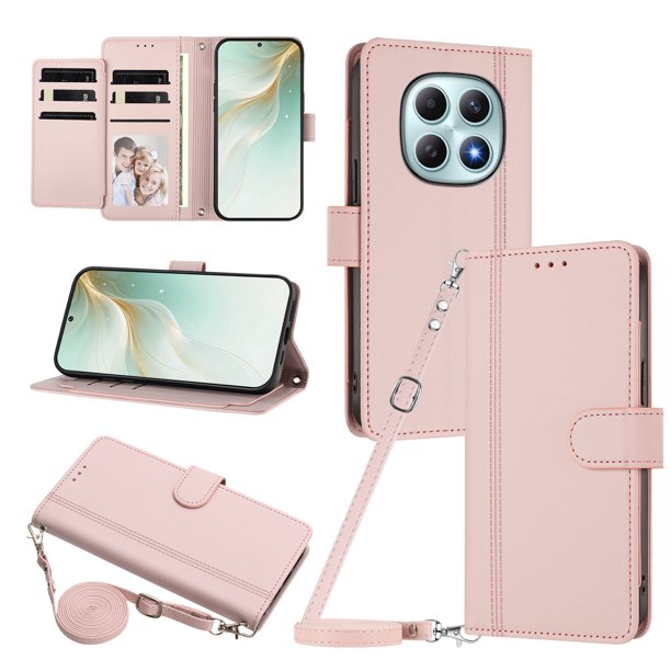 Funda Tipo Libro para Xiaomi Redmi Note 15 4G/5G, Tapa con Imán, Rosa