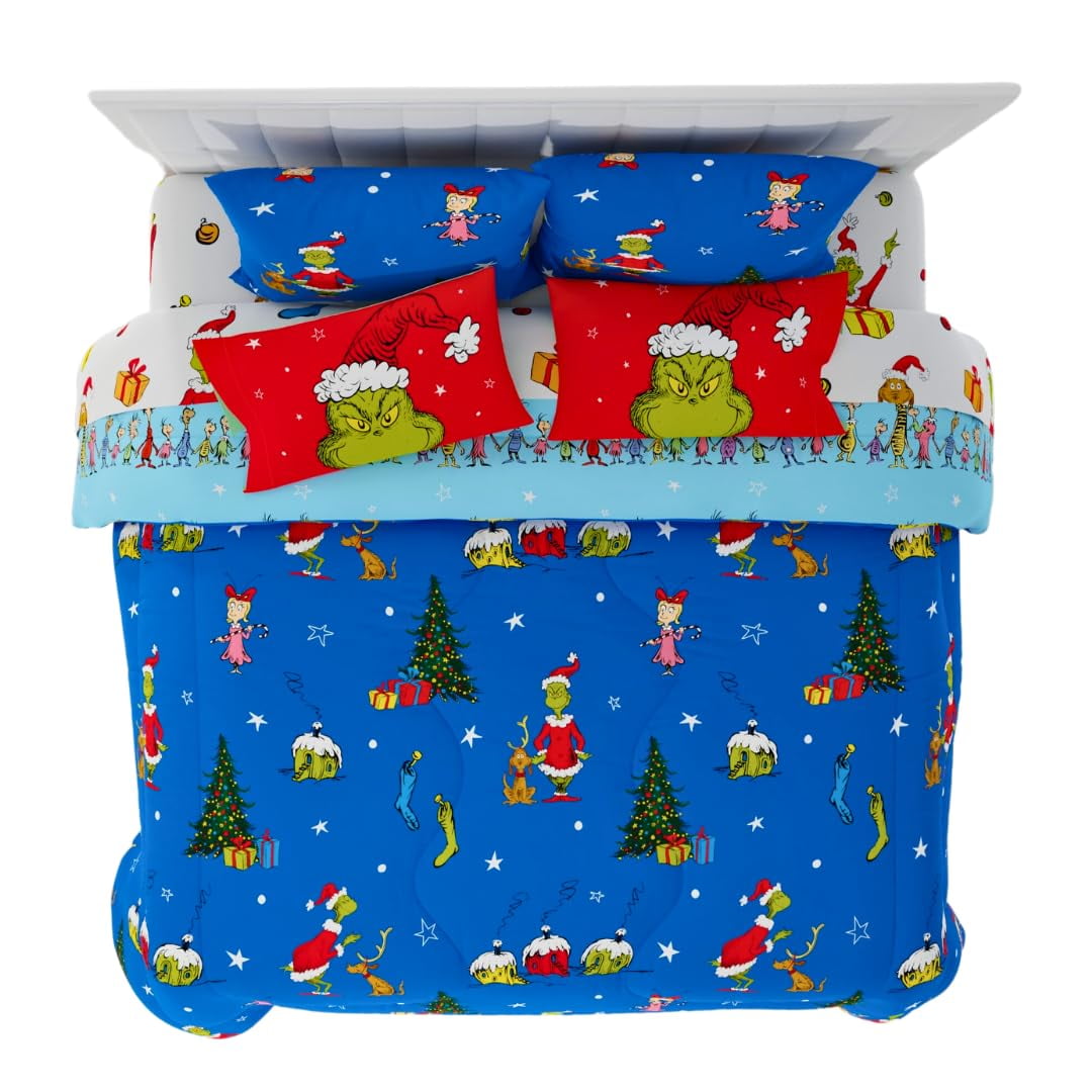 Juego De Sábanas Franco Grinch De Dr. Seuss Holiday King Size