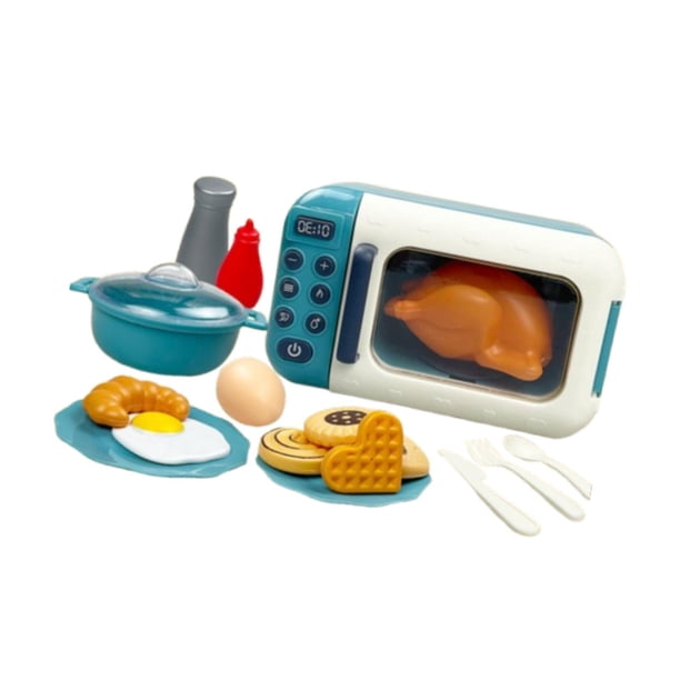 17 Piezas De Juguetes De Microondas Para Niños, Juego De Simulación, Decoración, Utensilios De Cocina Para Niñas Y Niños, Color Azul