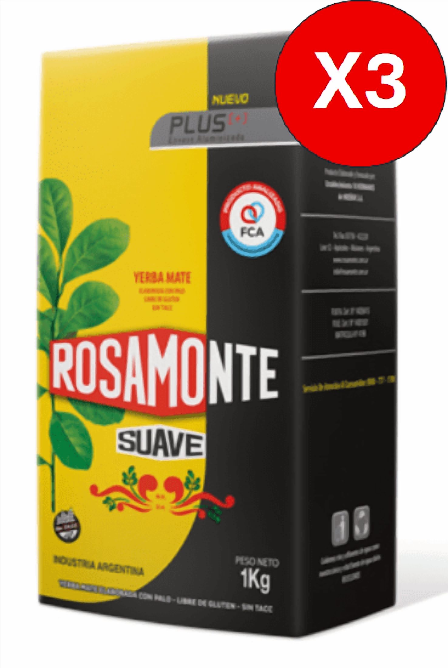 Rosamonte - Pack 3 Plus Suave 500G C U