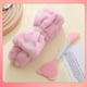 thumbnail image 3 of 2Pcs Face Cleansing Set, 1pc Double-Ended Multifunction Cartoon Bear Design Silicone Facial Cleansing Brush & 1pc Coral Fleece Soft Bow Decor Hair Band, For Blackhead Cutin Removal, Skin Care, Dig And, 3 of 3